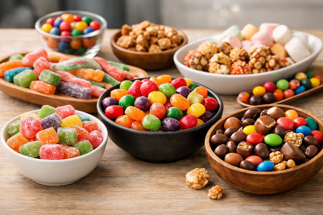Assortiments de bonbons croquants à partager