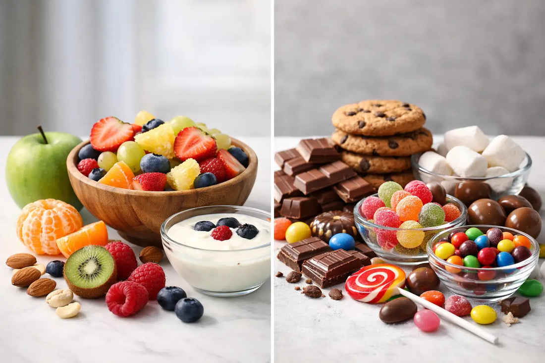 Collations fruitées vs sucreries classiques