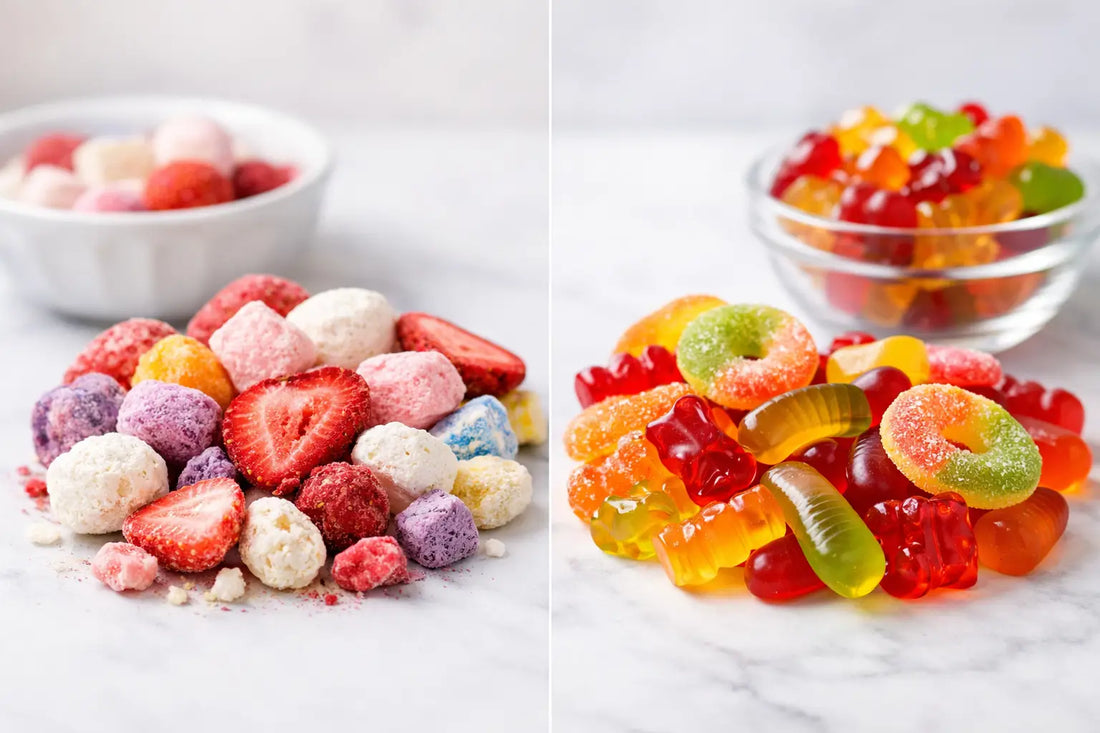Bonbons lyophilisés vs gummies: que choisir ?