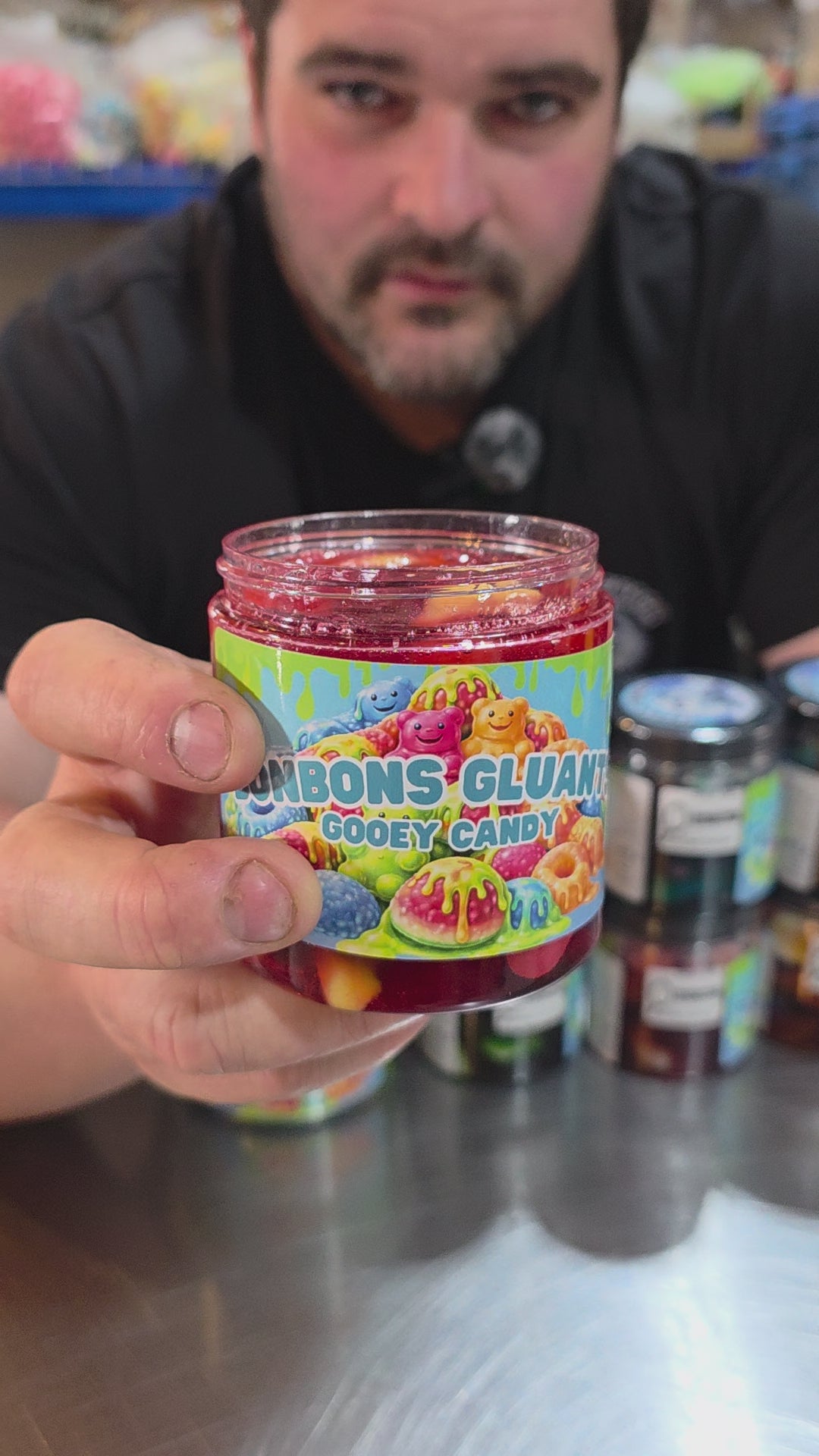 Bonbons Gluants - Gooey Gummies Framboise bleue, Peche, melon d'eau, cerise, extreme sur, barbe à papa